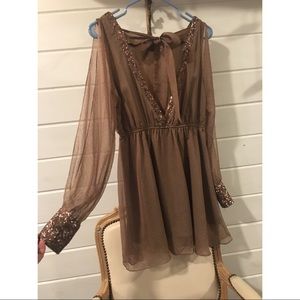 Open back champagne/gold dress by Double Zero